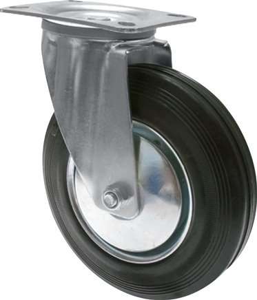 Roata industriala din cauciuc solid, 125mm, cu suport rotativ