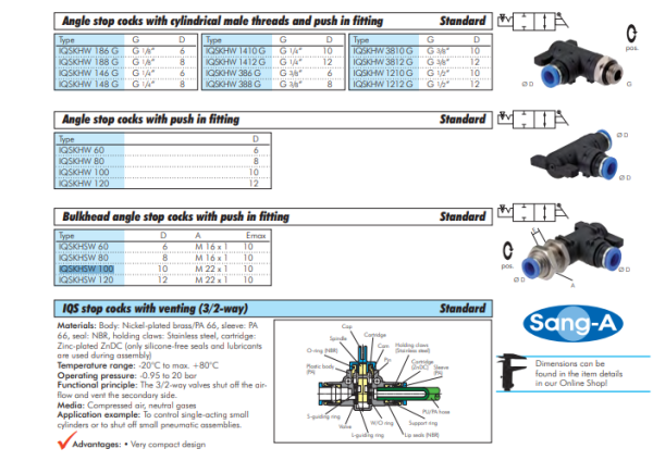 Robinet push-in R 1/4"-12mm,IQS standard