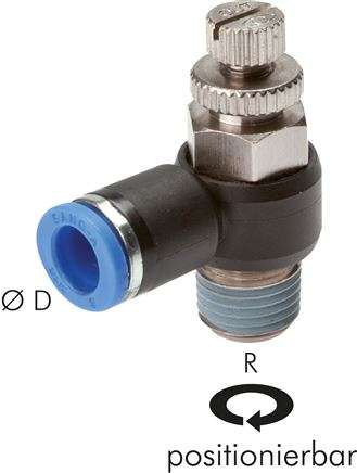 Regulator de debit (drosel) cu supapa de sens R1/4"-6mm