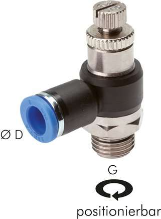 Regulator de debit (drosel) cu supapa de sens G3/8"-8mm