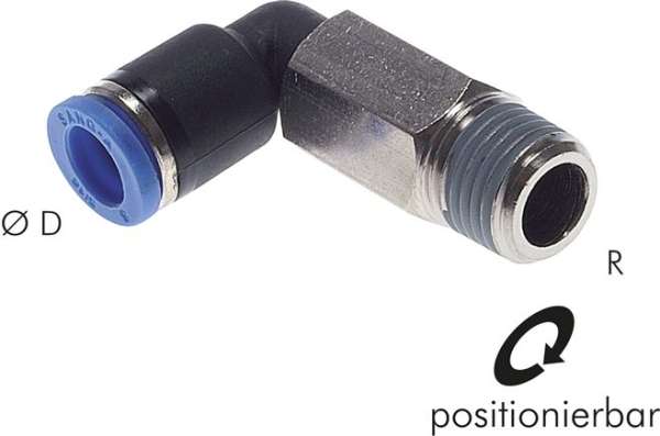 Racord Push-in cot, lung R 1/4"-12mm, IQS standard