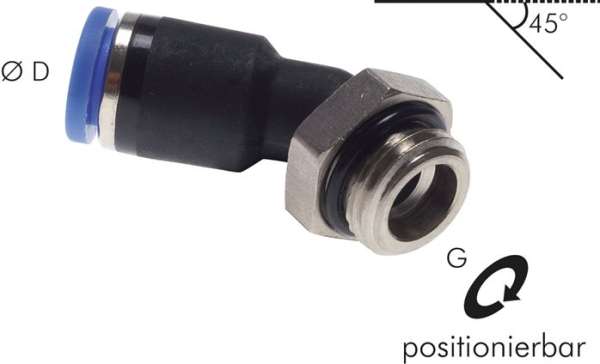 Racord push-in 45° G 3/8"-10mm, IQS standard