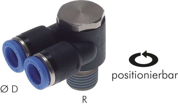 Racord push-in cot , Y  R 3/8" x12mm, IQS standard