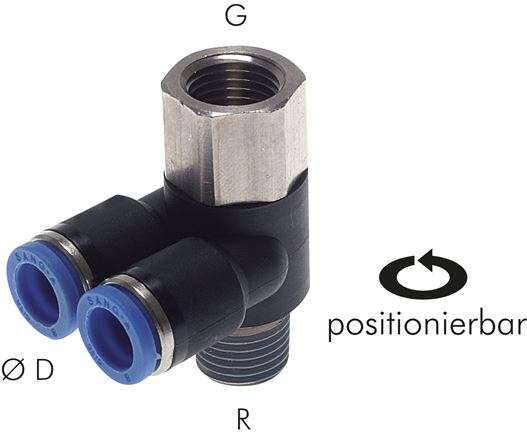 Racord push-in cot, Y , I/A R1/4"-8mm, IQS standard