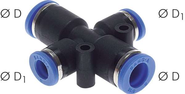 Racord push-in cruce ,redus 8mm-6mm,IQS standard