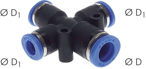 Racord push-in cruce ,redus 8mm-6mm,IQS standard