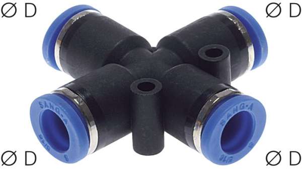 Racord push-in cruce 6mm, IQS standard