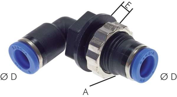 Racord push-in cot montaj pe panou 10mm, IQS standard