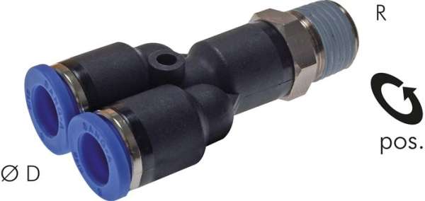 Racord push-in Y R 1/2"-8mm,IQS standard