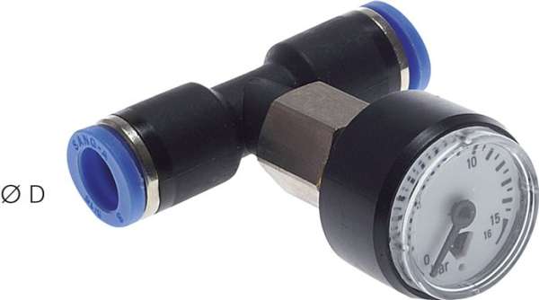 Manometru pentru furtun push-in 0 - 16bar, 4mm , IQS standard
