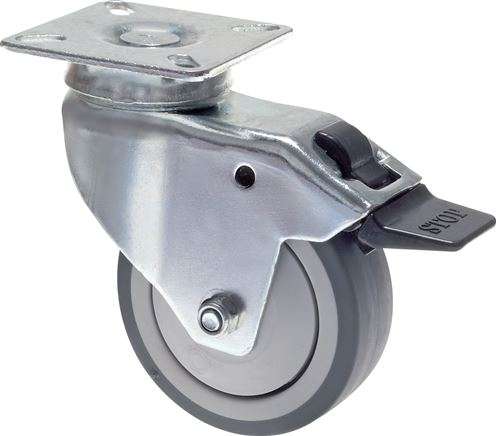 Roata industriala, cu suport rotativ si frana, 100mm