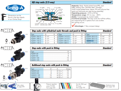 Robinet push-in drept R 1/2"-10mm, IQS standard