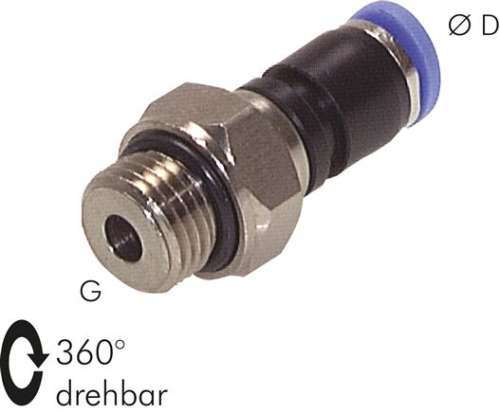 Racord push-in drept, rotativ cu rulment G 1/2"-10mm, IQS standard