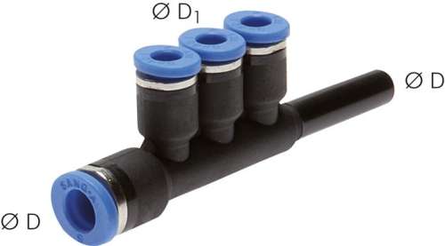 Racord push-in, 3 intrari 8mm-4mm, IQS standard