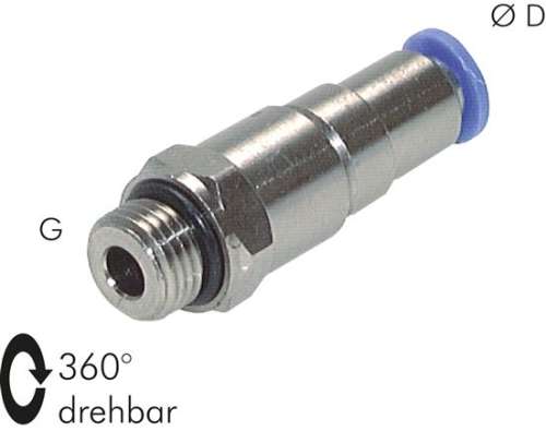 Racord push-in drept, rotativ cu rulment M5-4mm, IQS standard