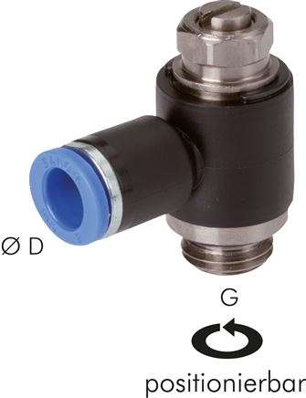 Regulator de debit (drosel) cu supapa de sens G3/8"-6mm