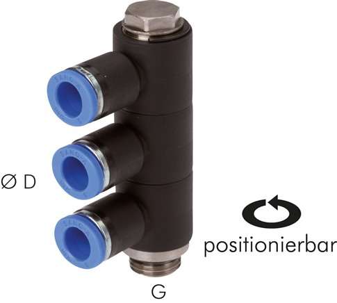 Racord push-in 3 intrari G 1/4"-8mm, IQS standard