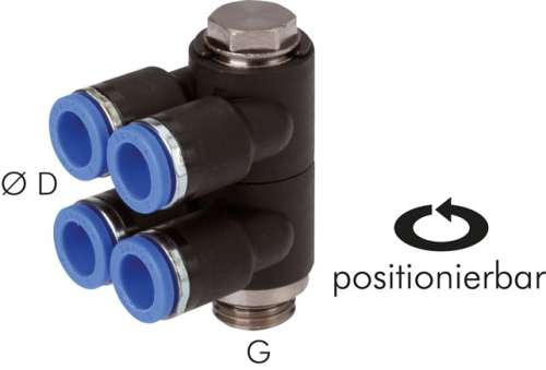 Racord push in 4 intrari G 1/2"-12mm, IQS standard
