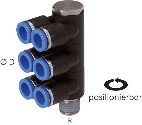 Racord push-in ,6 intrari R 1/2"-12mm, IQS standard