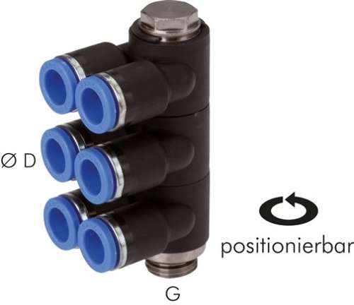 Racord push-in , 6 intrari G 1/8"-4mm, IQS standard