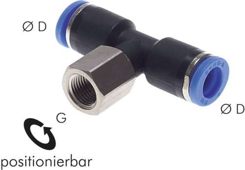 Racord push-in T, Filet interior, G 1/4"-8mm, IQS standard