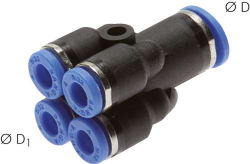 Racord push-in drept 4 iesiri 8mm-6mm, IQS standard