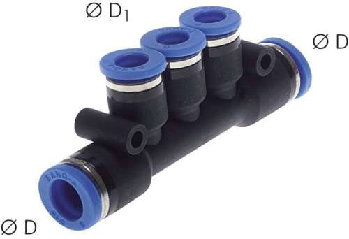 Racord push-in T multiplu ,redus 10mm-6mm, IQS standard