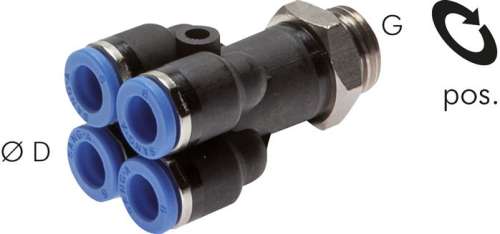 Racord push-in drept 4 iesiri G1/4"-6mm, IQS standard