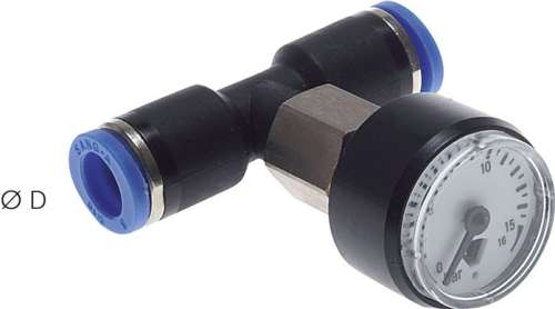 Manometru pentru furtun push-in 0 - 16bar, 4mm , IQS standard